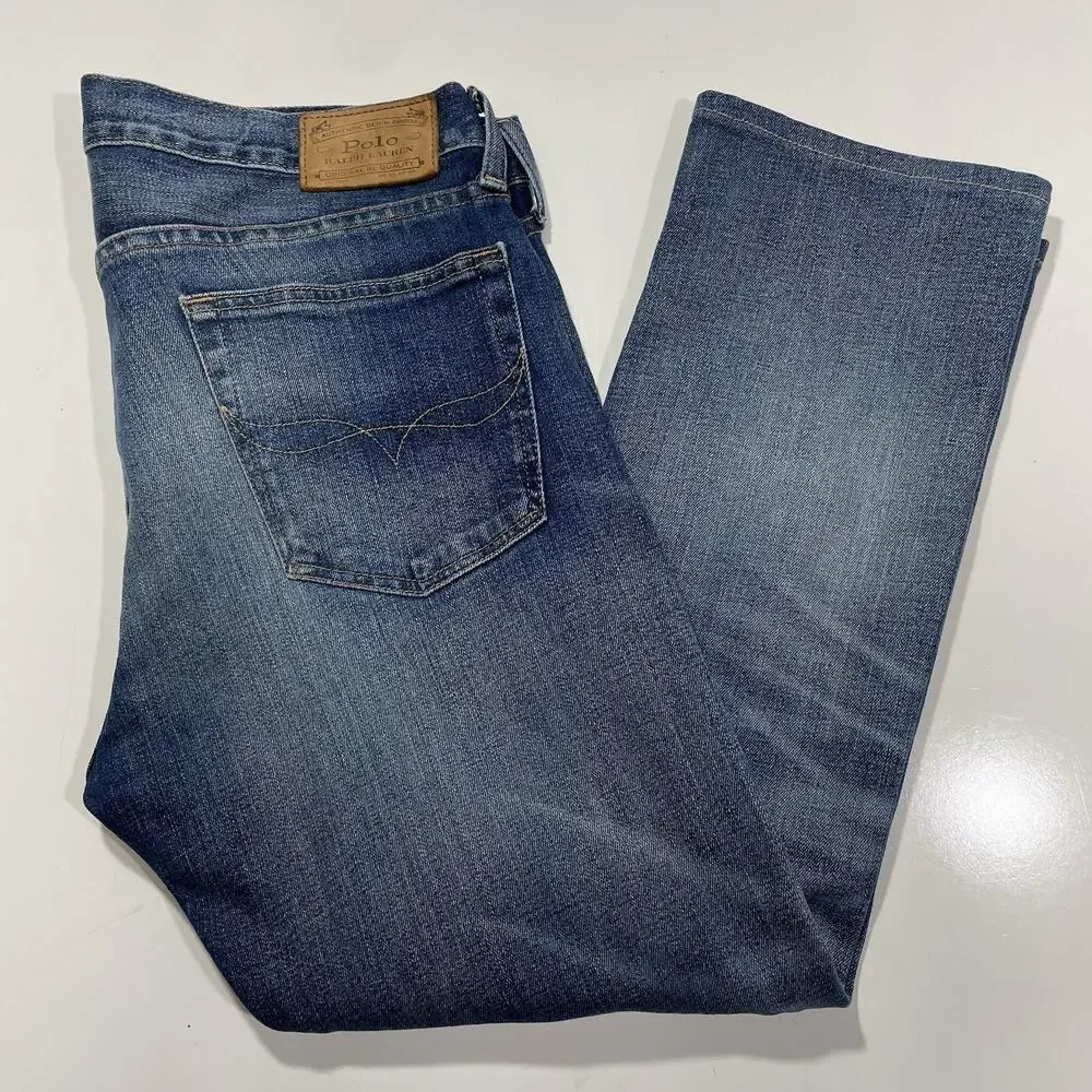 Polo Ralph Lauren Jeans Men’s 32x30 Blue Wash Varick Slim Straight Premium Denim